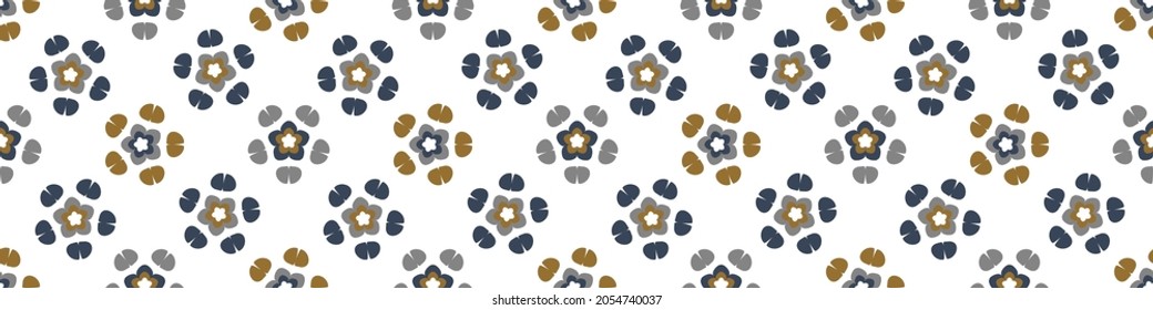 Masculine floral seamless pattern. Classic retro flower motif shape for digital scrapbook paper and repeatable men gift wrap design in vector.