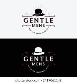 Logo de caballeros masculinos de diseño de estilo vintage.Logo para etiquetas, ropa y hombres.