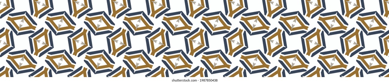 Masculine geometric seamless border pattern. Classic retro geo shape design for digital masking tape edging. Repeatable man banner in vector.