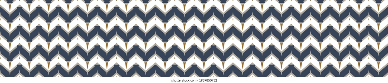 Masculine geometric seamless border pattern. Classic retro geo shape design for digital masking tape edging. Repeatable man banner in vector.