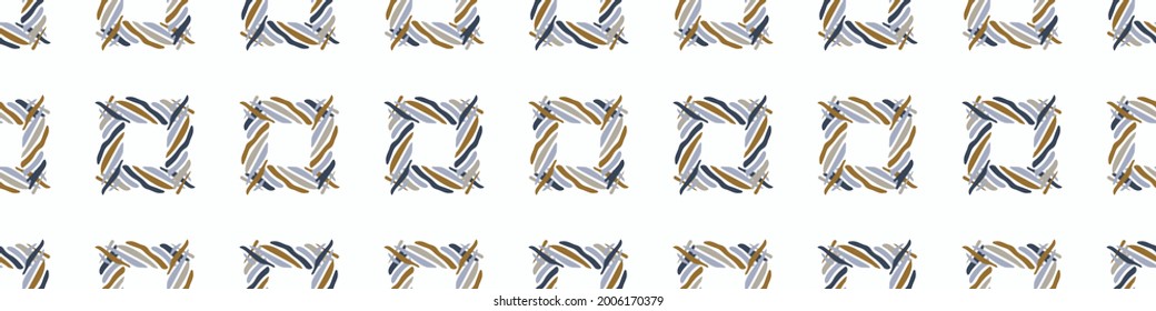 Maskulingeometrisches, nahtloses Grenzmuster. Klassisches Retro-Geo-Design für das digitale Maskieren von Klebeband. Wiederholbarer Mann-Banner in Vektorgrafik.