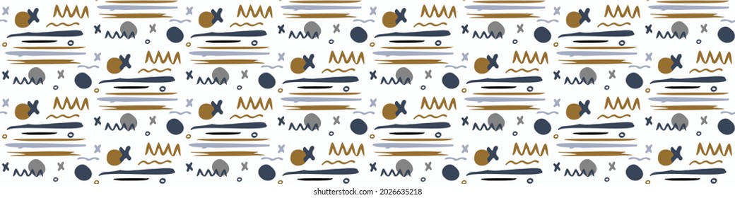 Masculine geometric seamless border pattern. Classic retro geo shape design for digital masking tape edging. Repeatable man banner in vector.