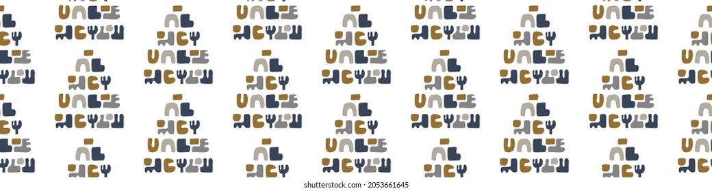 Masculine geometric seamless border pattern. Classic retro geo shape design for digital masking tape edging. Repeatable man banner in vector.