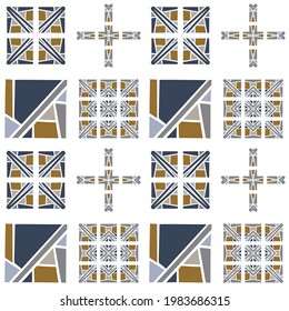 Maskulingeometrisches nahtloses Muster. Klassische Retro-Geo-Form für digitales Scrapbook-Papier und reproduzierbare Männer-Geschenkverpackung in Vektorgrafik.

