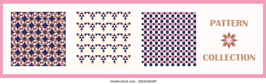Masculine geometric seamless pattern collection. Simple shape for digital scrapbook paper and repeatable men gift wrap design in vector.