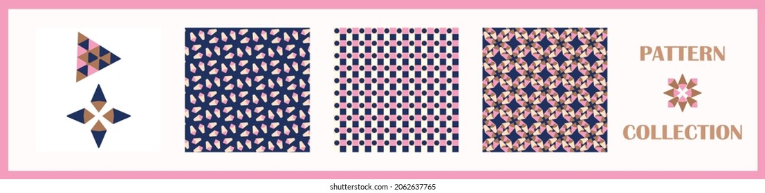 Masculine geometric seamless pattern collection. Simple shape for digital scrapbook paper and repeatable men gift wrap design in vector.