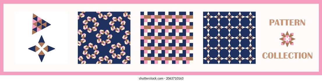 Masculine geometric seamless pattern collection. Simple shape for digital scrapbook paper and repeatable men gift wrap design in vector.