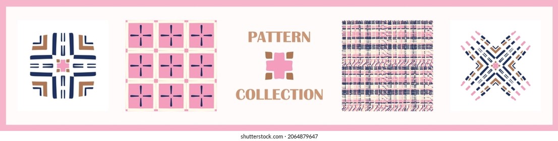 Masculine geometric seamless pattern collection. Simple shape for digital scrapbook paper and repeatable men gift wrap design in vector.