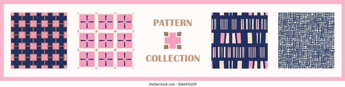 Masculine geometric seamless pattern collection. Simple shape for digital scrapbook paper and repeatable men gift wrap design in vector.