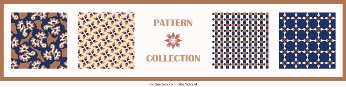 Masculine geometric seamless pattern collection. Simple shape for digital scrapbook paper and repeatable men gift wrap design in vector.