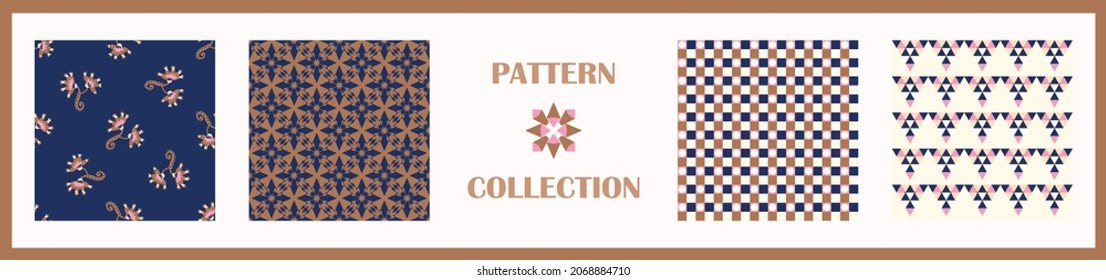 Masculine geometric seamless pattern collection. Simple shape for digital scrapbook paper and repeatable men gift wrap design in vector.