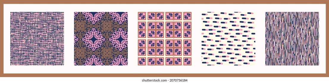 Masculine geometric seamless pattern collection. Simple shape for digital scrapbook paper and repeatable men gift wrap design in vector.