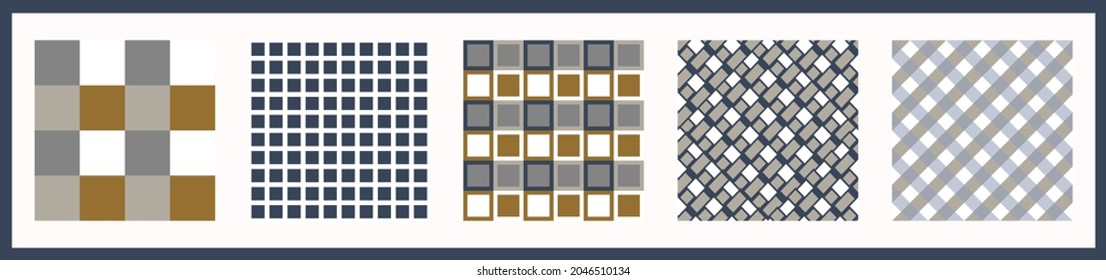 Masculine gingham flannel vector pattern set. Classic check cloth background for digital scrapbook paper and repeat mens gift wrap design.