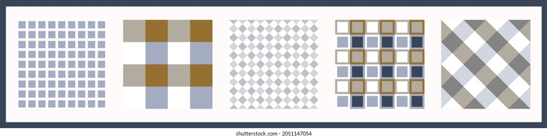 Masculine gingham flannel vector pattern set. Classic check cloth background for digital scrapbook paper and repeat mens gift wrap design.