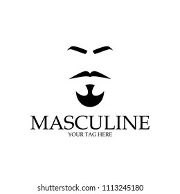 the masculine logo with moustache & beard vector illustration