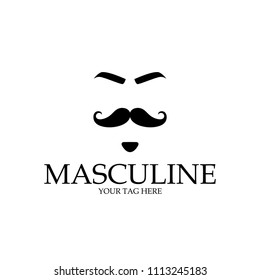 the masculine logo with moustache & beard vector illustration
