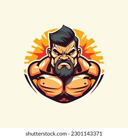 a masculine man with a strong body. full of angry. vector