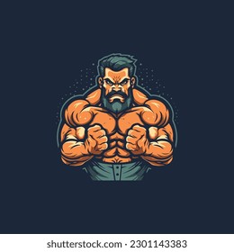 a masculine man with a strong body. full of angry. vector