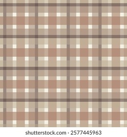 Masculine Plaid Design in Mocha Coffee and Milk Chocolate and Dark Mousse on an Ivory Vanilla background creating a seamless pattern print background