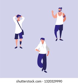 masculine professional group of models characters