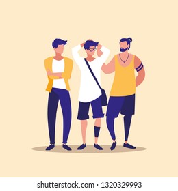 masculine professional group of models characters