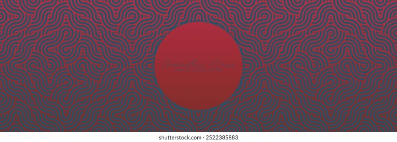 Masculine Red and Blue Bold Pattern with Asian Waves, Stripes, and Mandala Motifs