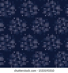 Masculine Stripe Knitted Marl Variegated Background. Winter Nordic Style Seamless Pattern. Indigo Blue Chevron Blended Texture. For Tie Dye Effect Textile, Melange All Over Print. Vector Eps 10 