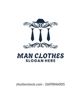 Masculine Suit Gentleman Fashion Clothes Vintage Classic Logo design. Man Clothes Retro logo design element template