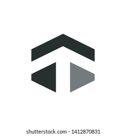 masculine T letter with polygon shape logo design