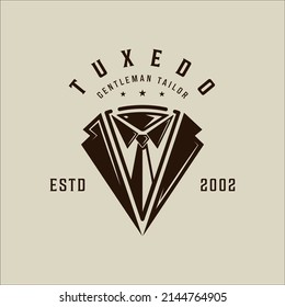 masculine Krawatte tuxedo Logo Vektorgrafik Vektorgrafik Vorlage Symbol Grafik Design. Anzug Gentleman Modezeichen oder Symbol für professionellen Schneider oder Designer mit Typografie Retro-Stil