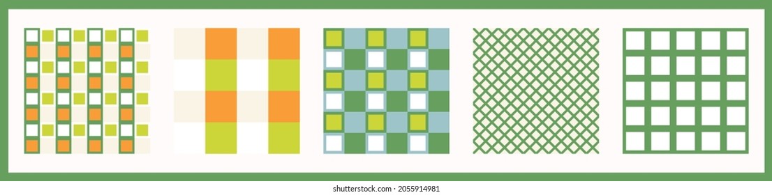 Masculine tropical gingham flannel seamless vector collection. Classic check cloth background for digital scrapbook paper and repeat mens gift wrap design.