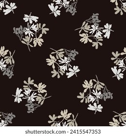 Masculine vector floral pattern with organic botanical shapes. Modern bold black white flower print, design in neutral scandi style.