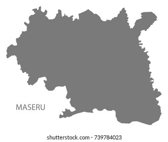Maseru district map of Lesotho grey illustration silhouette shape
