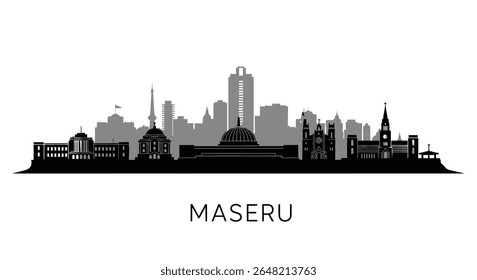 Maseru Skyline Cityscape Silhouette Lesotho.