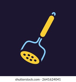 Mash crusher. Kitchenware icon. Color vector kitchen utensil and tool. Cutlery illustration