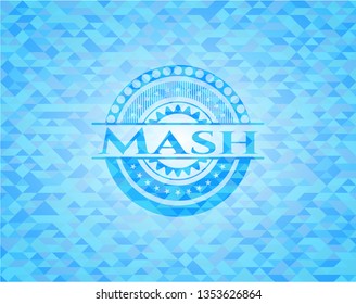 Mash light blue emblem with mosaic background