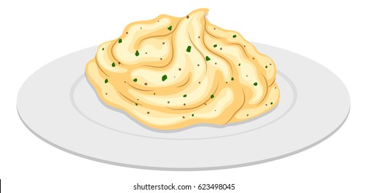 Mash potato on round plate illustration