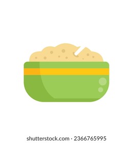 Mash potato spoon icon flat vector. Boiled food. Masher meal isolated