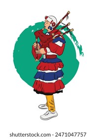 Mashak Baja is a traditional musical instrument from Uttarakhand, India vector illustration.