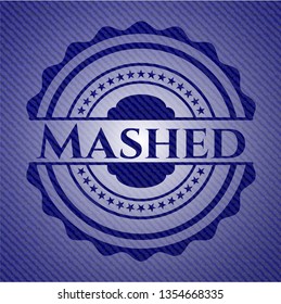 Mashed badge with denim background