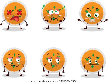 Mashed orange potatoes cartoon character with nope expression. Vector illustration