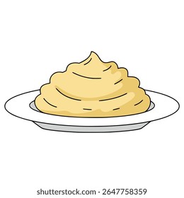 mashed potato food meal flat color vector illustration template design