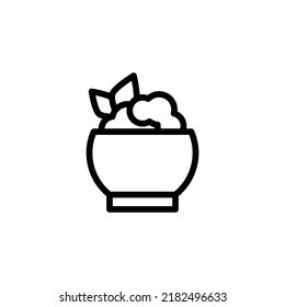 Mashed Potato Icon. Line Art Style Design Isolated On White Background