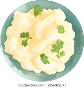 Mashte Potato-Draufsicht, einzelne handgezeichnete Malerei-Illustration