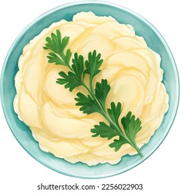 Mashte Potato-Draufsicht, einzelne handgezeichnete Malerei-Illustration