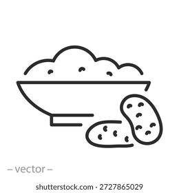 Puré de papas en un tazón Icono lineal