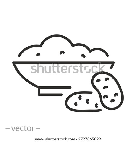mashed potatoes in bowl linear icon