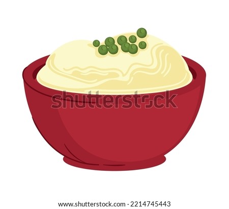 mashed potatoes in bowl with peas