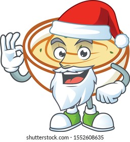 Mashed potatoes in bowl with santa claus character