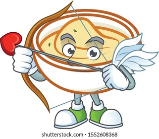 Mashed potatoes cartoon character with mascot cupid.